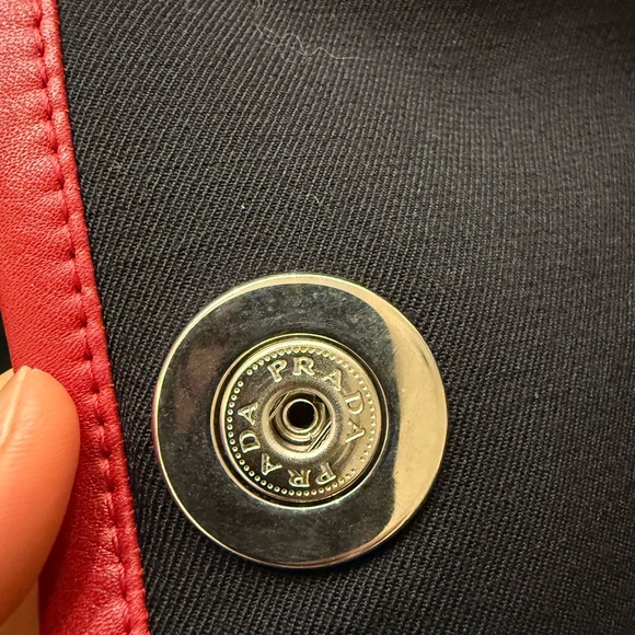 Prada FW14 Black Wool Coat Red Leather Piping IT38 Sofia Carson Style Rare - Picture 6 of 6